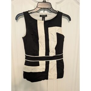 White House Black Market Color Block  Dress Sleeveless Black and White Size 00